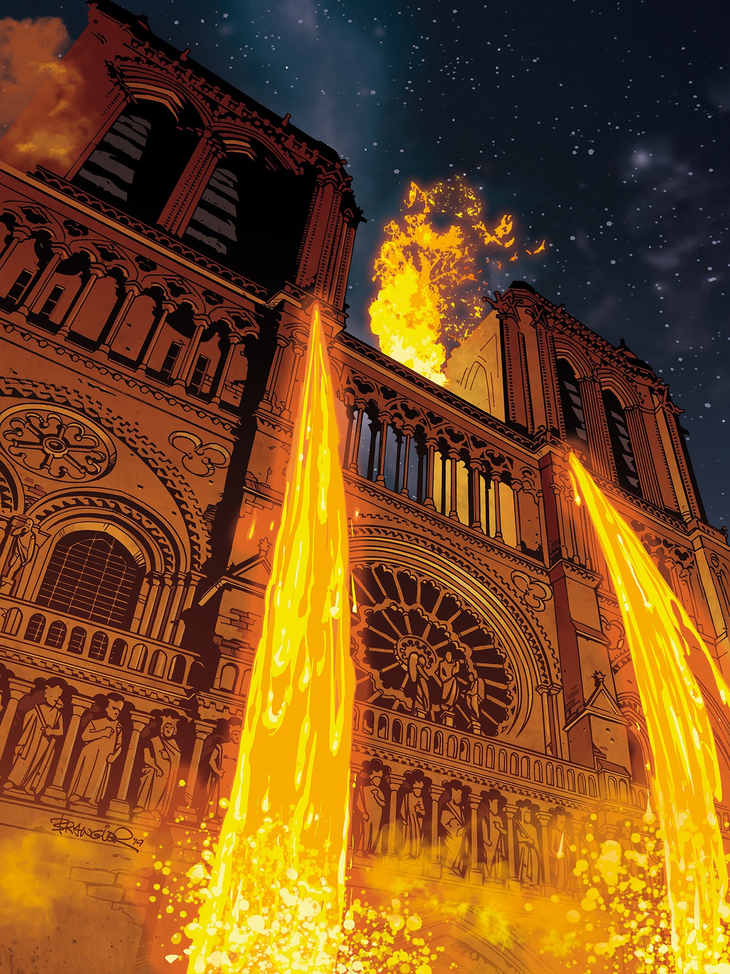 Notre Dame en flamme